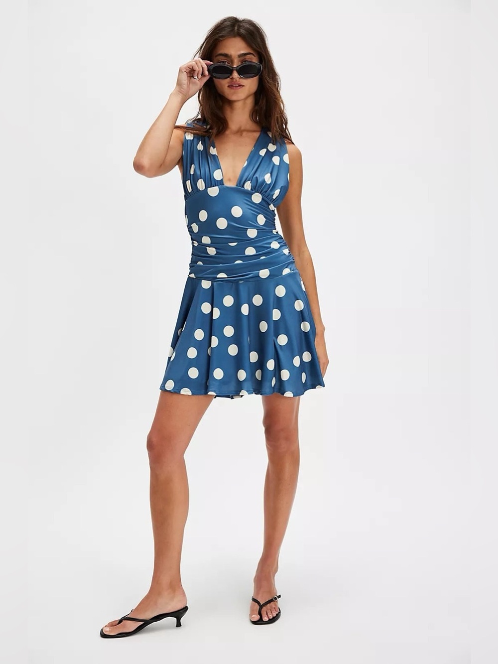 Free People Blue Polka Dot Midi Dress